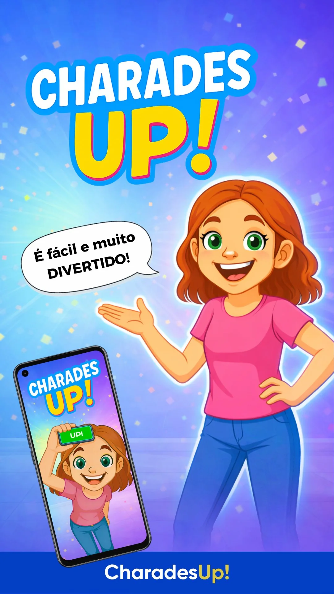 Tela inicial do app de charadas CharadesUp! para Android