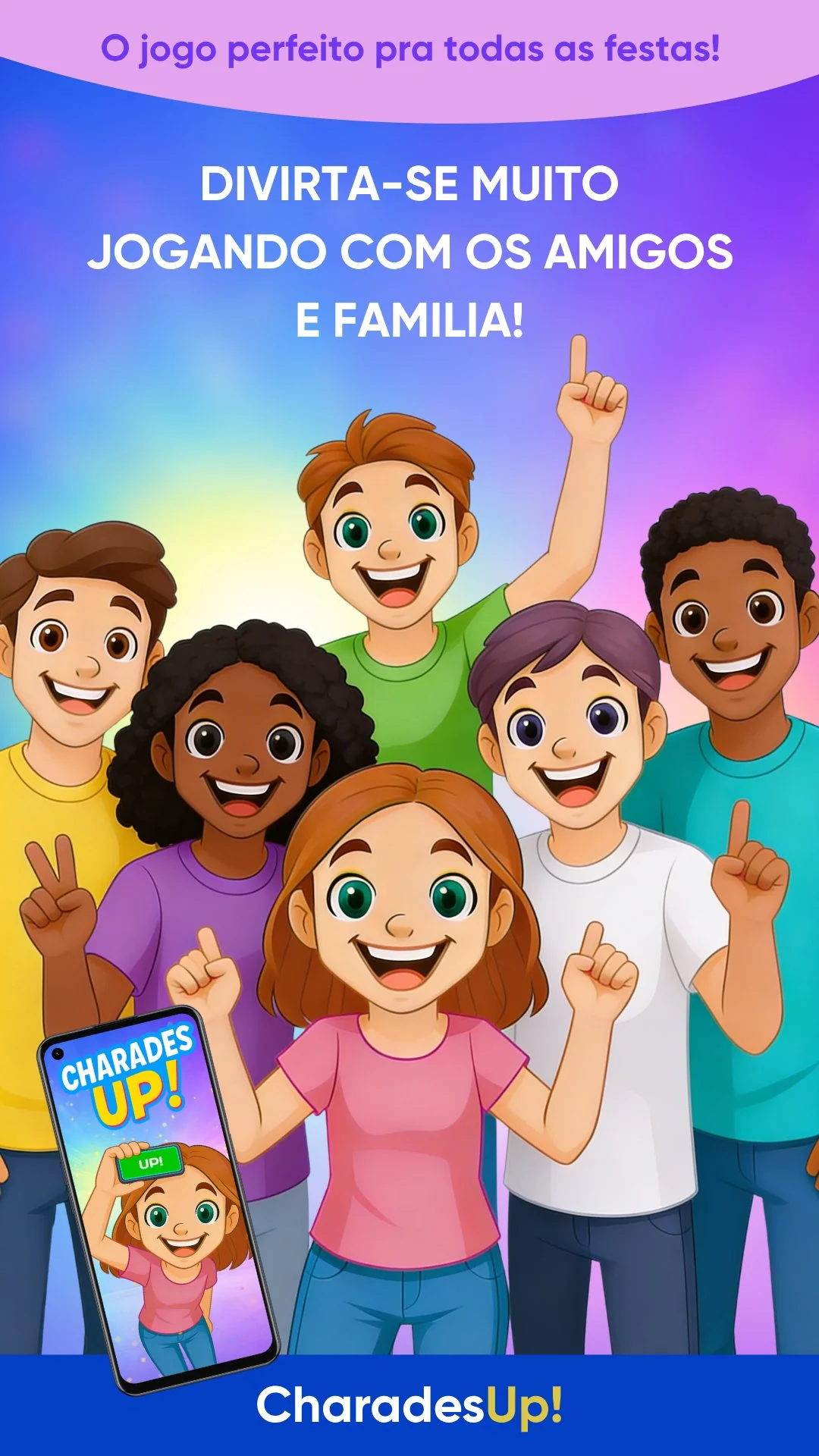 Tela de resultado e pontuação do app de charadas CharadesUp!